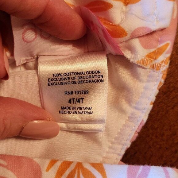 Good Lad Girls Ruffle One Shoulder Dress, Size 4T, Pink & White Hawaiian - Picture 7 of 8